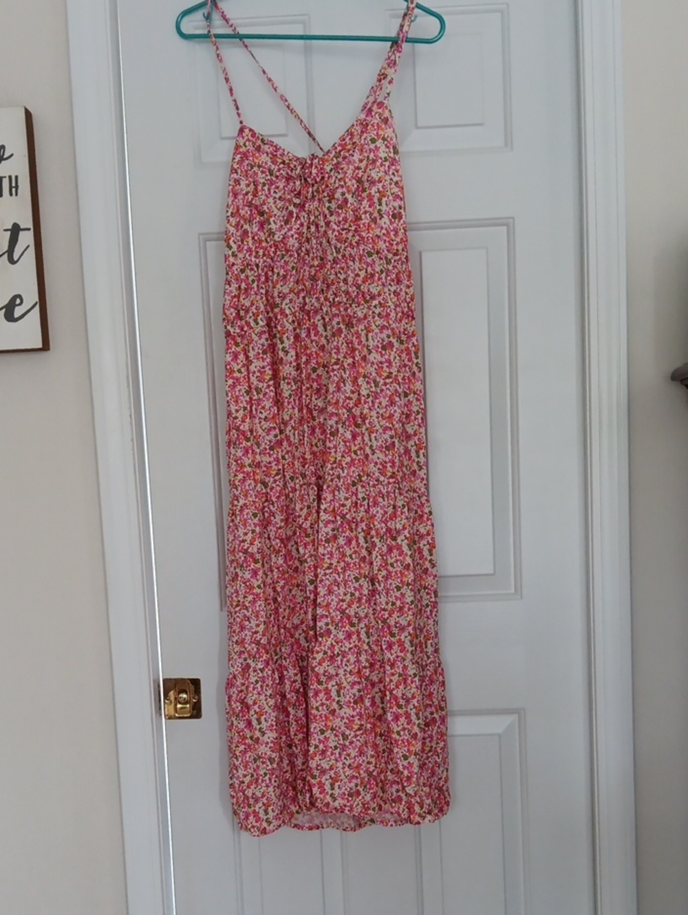 Time and Tru Pink Floral Spaghetti-Strap Dress
